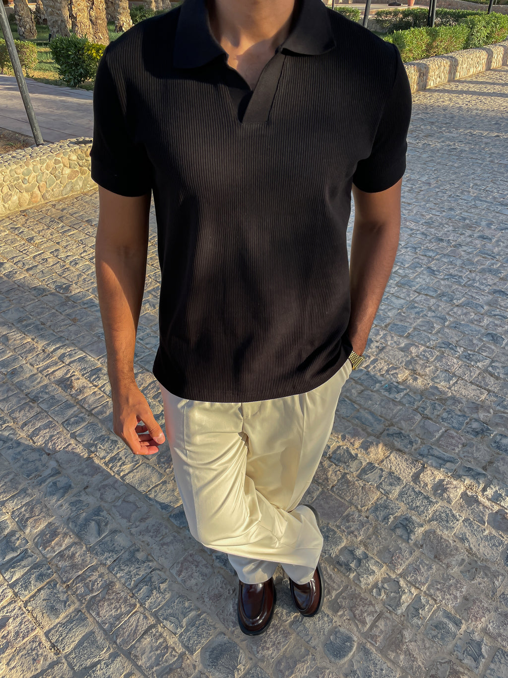 Black-Ribbed Polo