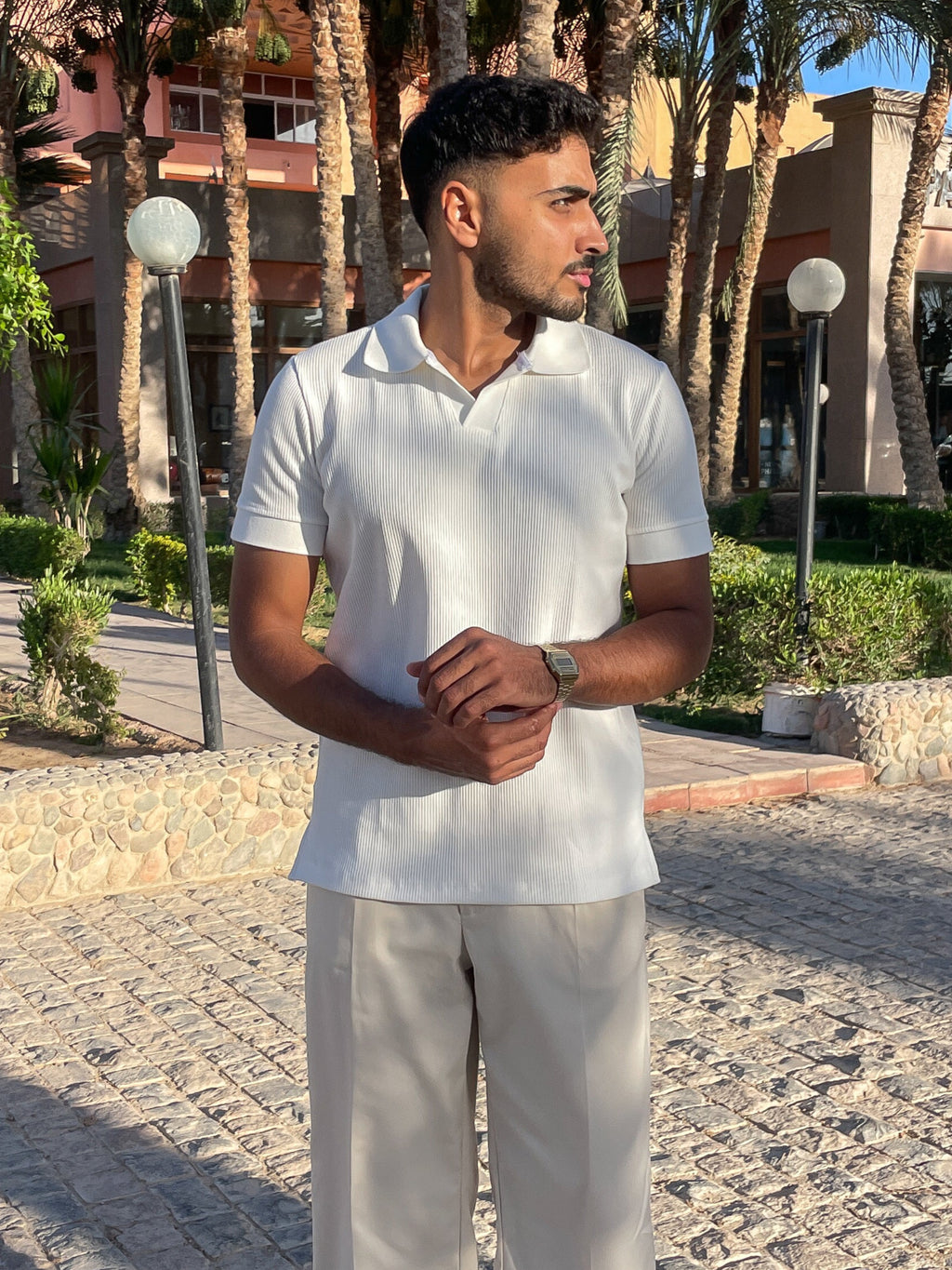 Off-White Ribbed Polo