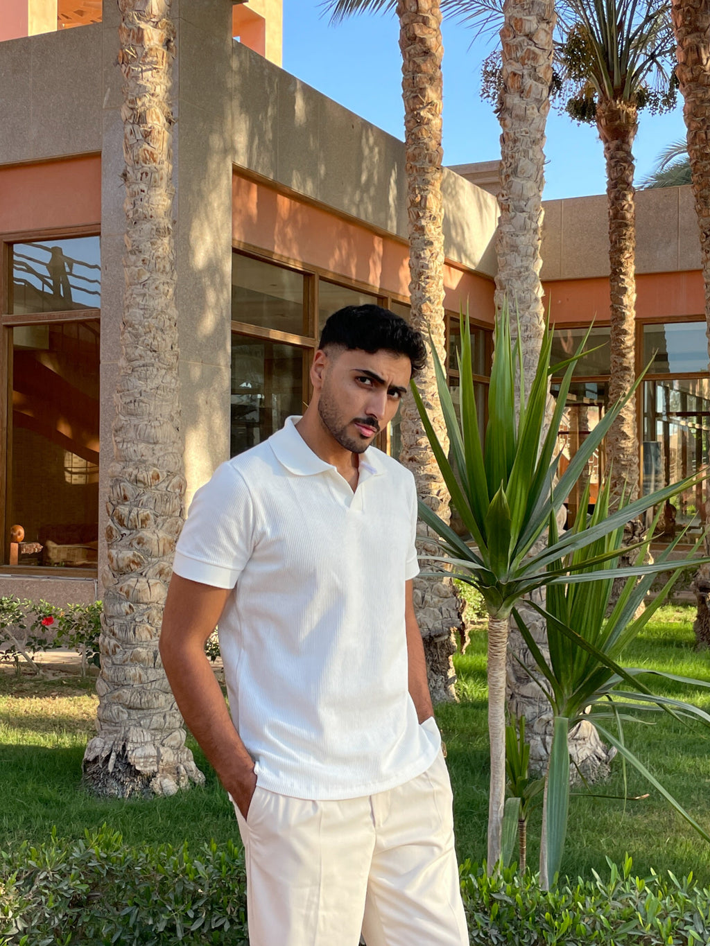 Off-White Ribbed Polo